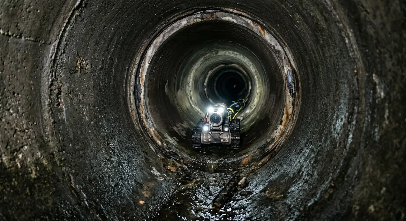 Robotic sewer camera inspecting pipe interior for Sewer Line Repair in La Crescenta-Montrose